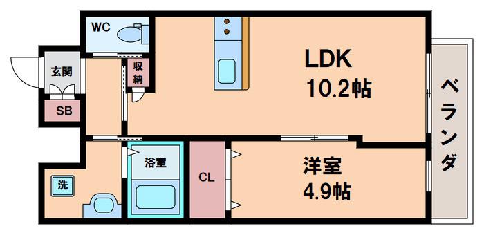 シャルールメゾン桃谷(1LDK/9階)の間取り写真