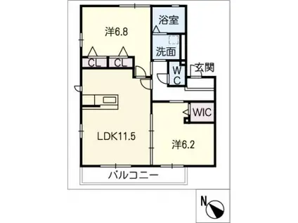 ハイム向野B(2LDK/2階)の間取り写真