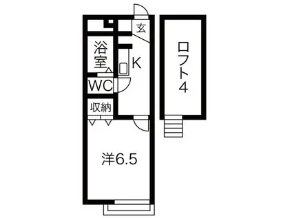 グリーンシティ香流(1SK/2階)の間取り写真