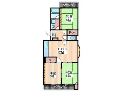 五日市ロイヤルハイツ(3LDK/2階)の間取り写真