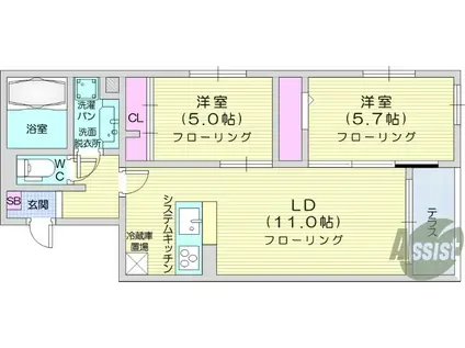 DーROOM小田原8丁目Ⅰ(2LDK/1階)の間取り写真