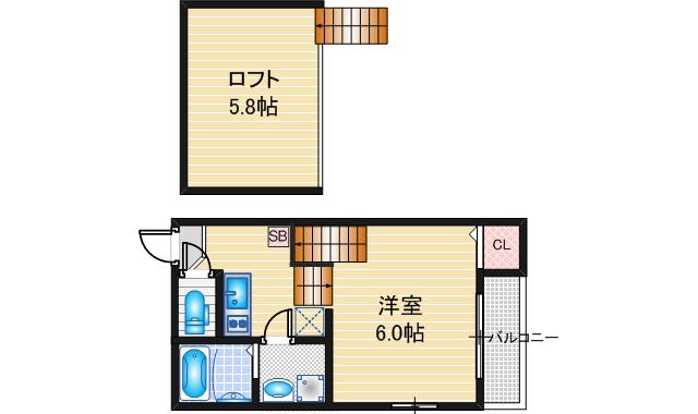 ハーモニーテラス平安(1SK/1階)の間取り写真
