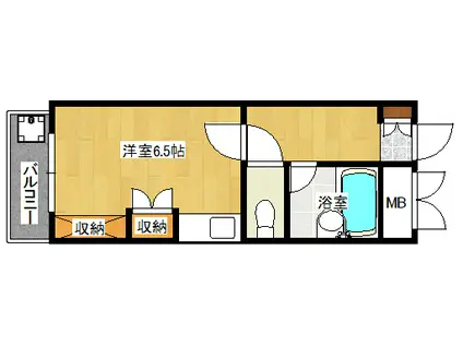 ハイソサエティ宝町(ワンルーム/2階)の間取り写真