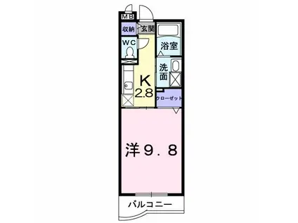 アプリコットヒルズ(1K/2階)の間取り写真