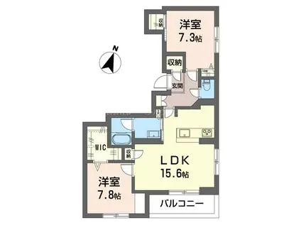 サニーアンサンブル(2LDK/2階)の間取り写真