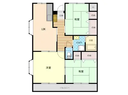 ハイツ神沢(3DK/2階)の間取り写真