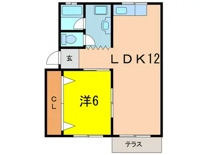 ソファレ小河原 B棟(1LDK/1階)の間取り写真