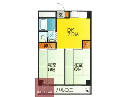 レジデンス鶴美(2DK/5階)の間取り写真