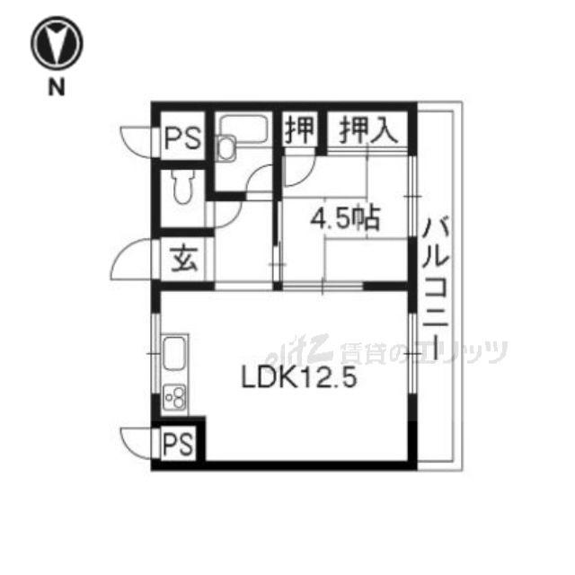 フラットピア(1LDK/2階)の間取り写真