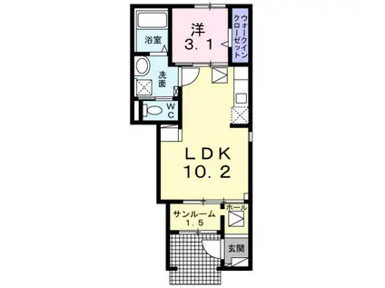サニーガーデンR A(1LDK/1階)の間取り写真