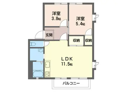 タウンヒル松葉N棟(2LDK/2階)の間取り写真