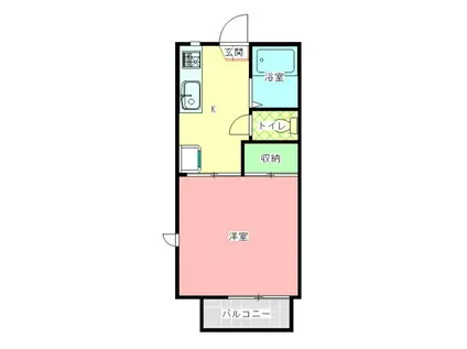 きたはらコーポA棟(1K/2階)の間取り写真