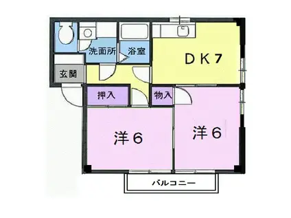ブリーズコート(2DK/1階)の間取り写真