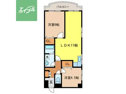 ルミエール多比良(2LDK/8階)の間取り写真