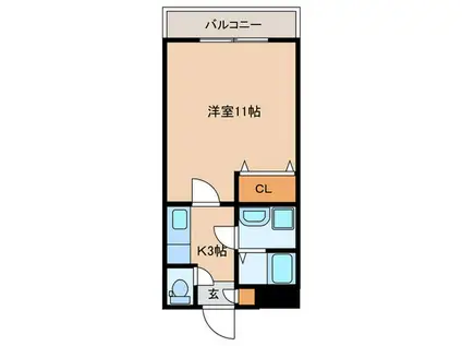 レジデンス福永II(1K/2階)の間取り写真