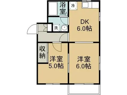 アイリスバレー(2DK/1階)の間取り写真