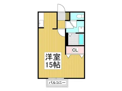 アムール(ワンルーム/2階)の間取り写真