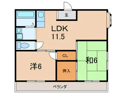 ドゥホーム魚住(2LDK/4階)の間取り写真