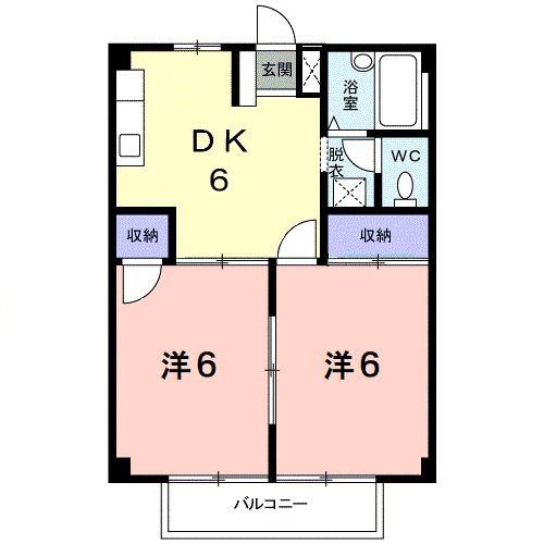 シティハイツ矢吹(2DK/1階)の間取り写真