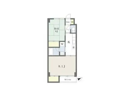 ハイムスT1(2K/4階)の間取り写真