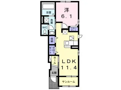 サン・ルーチェ(1LDK/1階)の間取り写真