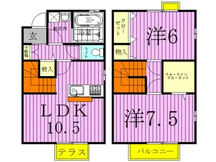 レセンテ八潮 A(2LDK/1階)の間取り写真