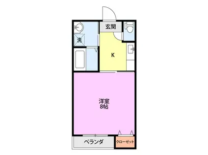 クレアーレ牡丹山(1K/2階)の間取り写真