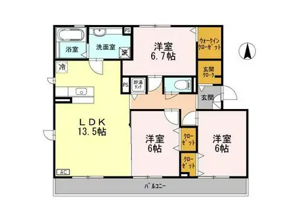 グランリーオII(3LDK/3階)の間取り写真