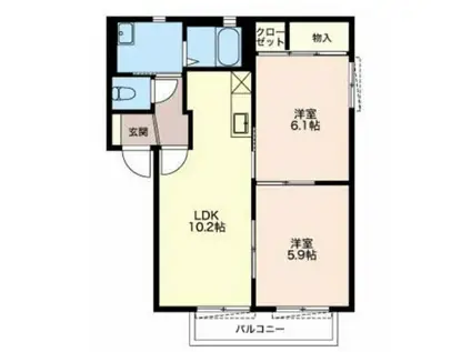 アイムアサヒ C(2LDK/1階)の間取り写真