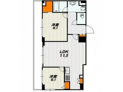 ALTA京都堀川ウインドア(2LDK/11階)の間取り写真