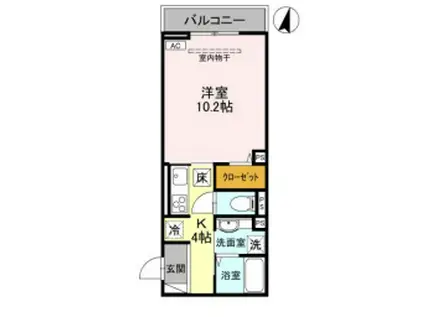 D SERENO新倉I(1K/1階)の間取り写真