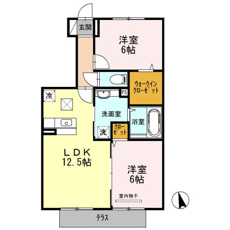 ウィット塩屋(2LDK/1階)の間取り写真
