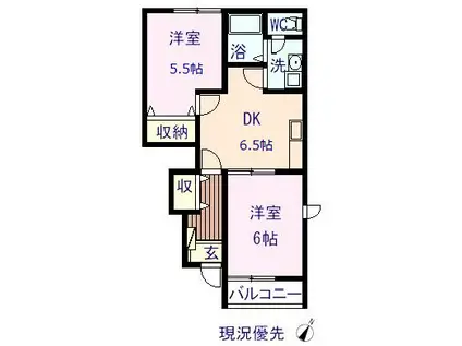 サンライズ新湯野(2DK/1階)の間取り写真