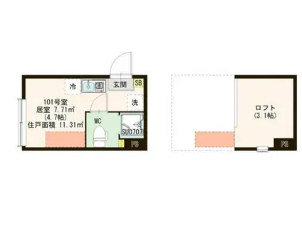 SAVOIRーFAIRE 大島(ワンルーム/1階)の間取り写真