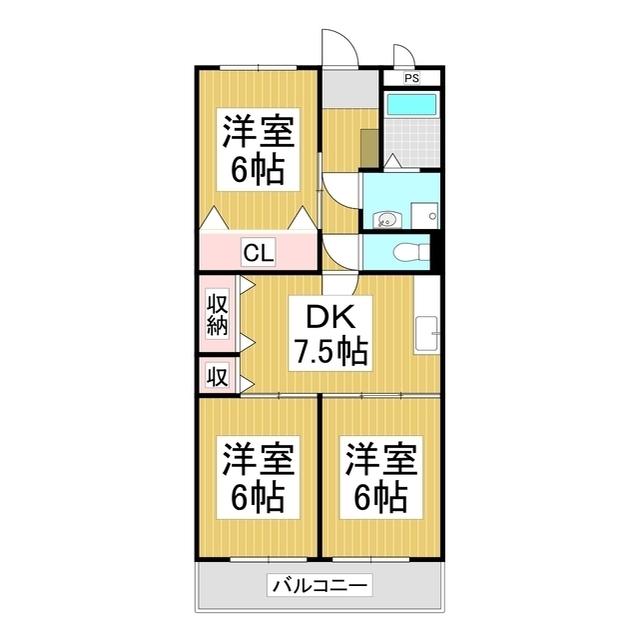LIMPIA明金(3DK/3階)の間取り写真