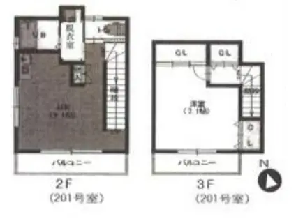 クウガ四つ木(1LDK/2階)の間取り写真