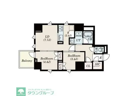 S-RESIDENCE日本橋馬喰町AERE(2LDK/14階)の間取り写真