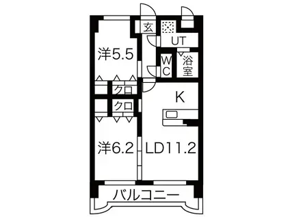 ユーミータウン(2LDK/1階)の間取り写真
