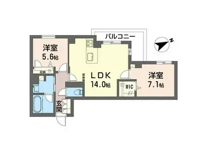 エスポアコリーヌSHM(2LDK/2階)の間取り写真