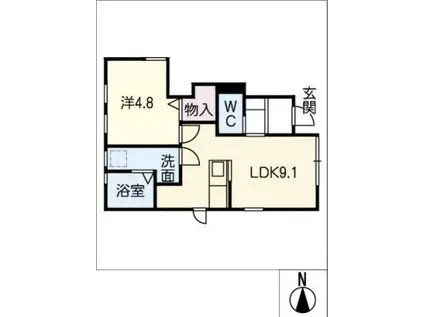 リーブルファイン鯰橋7丁目(1LDK/1階)の間取り写真