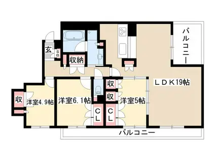 ラマーサ八事山I(3LDK/3階)の間取り写真