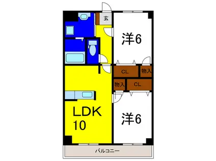 リベール川内(2LDK/5階)の間取り写真