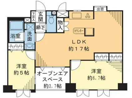 グランシティ横浜西口(2LDK/3階)の間取り写真