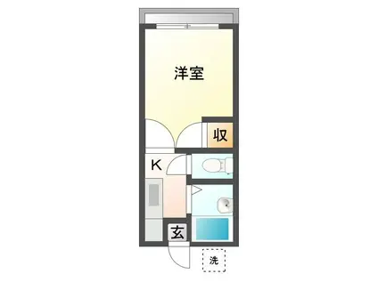 ライシェント勝央(1K/1階)の間取り写真