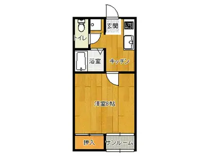 ハウスアライ(1K/1階)の間取り写真