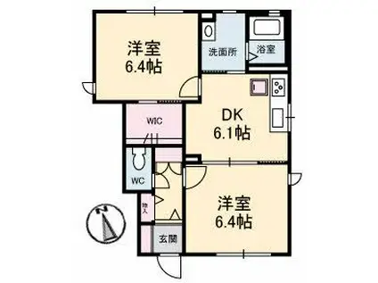 ガーデンリラC棟(2DK/1階)の間取り写真