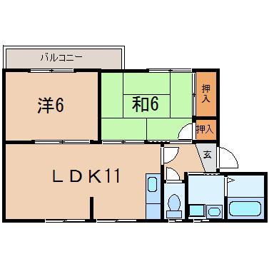 コーポ山川(2LDK/2階)の間取り写真