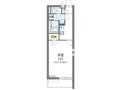 クレイノシャンティ浦和(1K/3階)の間取り写真