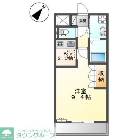 グリーンキャッスルII(1K/1階)の間取り写真
