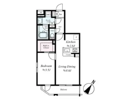 ビーシティアパートメント東京サウス(1LDK/5階)の間取り写真